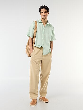 Camisa de manga curta em linho misturado