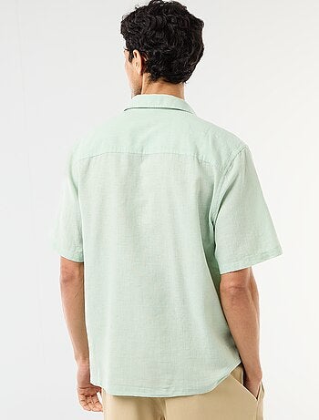 Camisa de manga curta em linho misturado