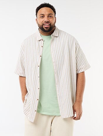 Camisa de manga curta em linho misturado