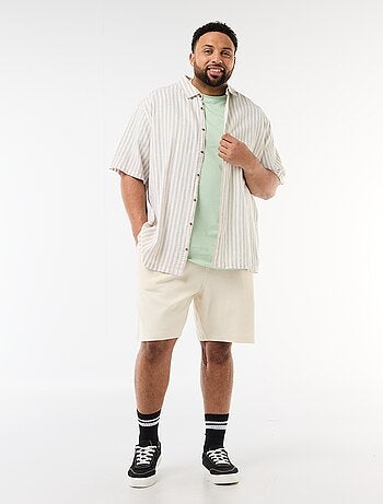 Camisa de manga curta em linho misturado