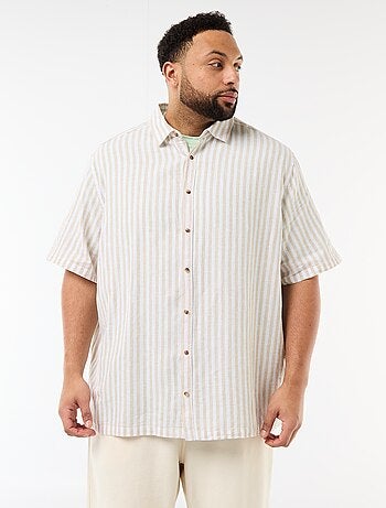 Camisa de manga curta em linho misturado