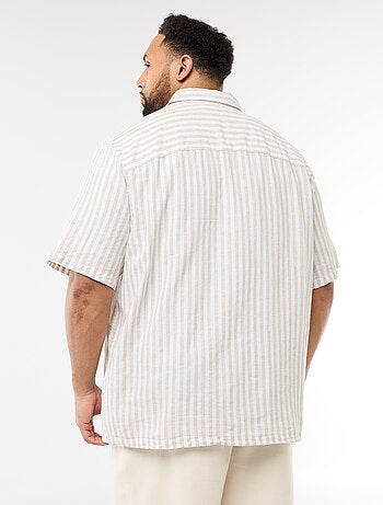 Camisa de manga curta em linho misturado