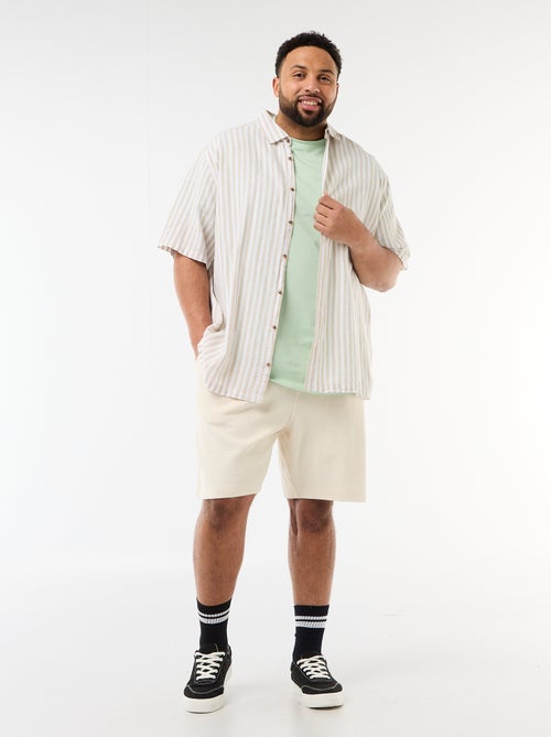 Camisa de manga curta em linho misturado - Kiabi