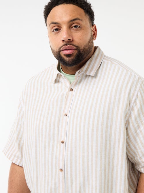 Camisa de manga curta em linho misturado - Kiabi