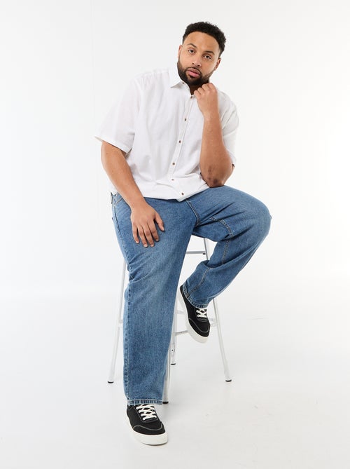 Camisa de manga curta em linho misturado - Kiabi