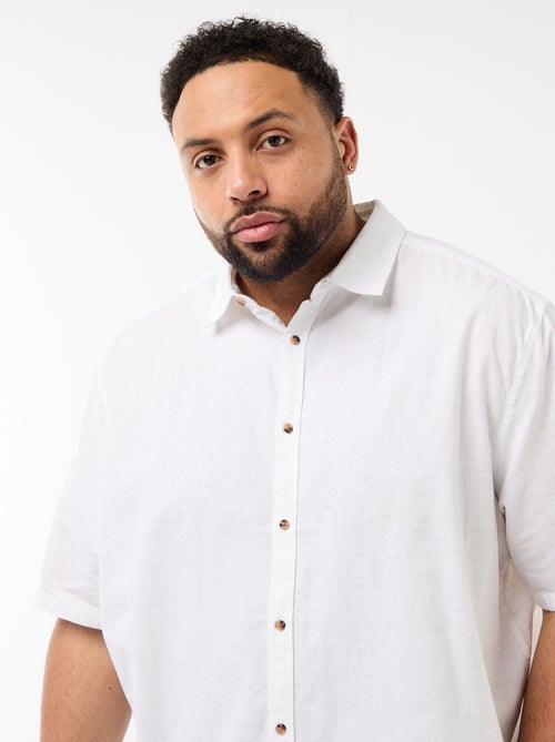 Camisa de manga curta em linho misturado - Kiabi