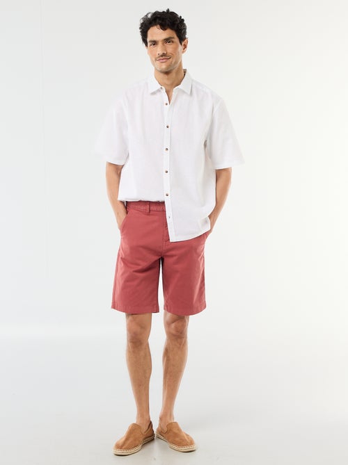 Camisa de manga curta em linho misturado - Kiabi