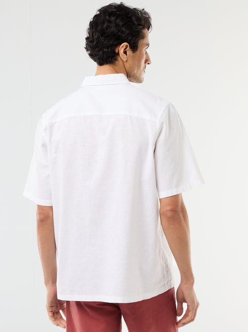 Camisa de manga curta em linho misturado - Kiabi