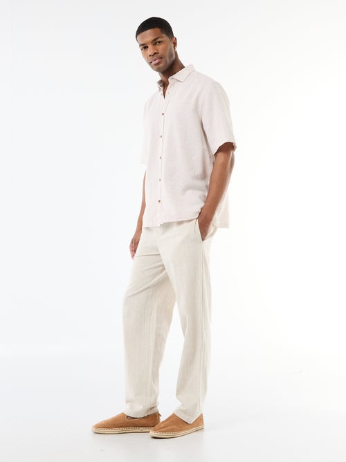 Camisa de manga curta em linho misturado - Kiabi