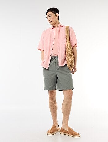 Camisa de manga curta em linho misturado