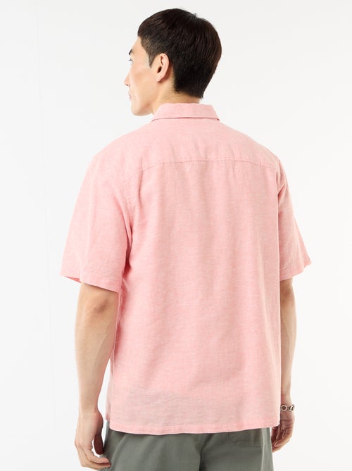 Camisa de manga curta em linho misturado - Kiabi