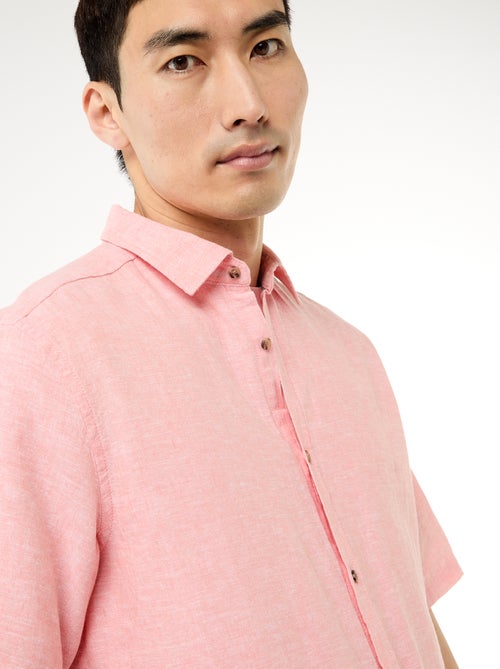 Camisa de manga curta em linho misturado - Kiabi