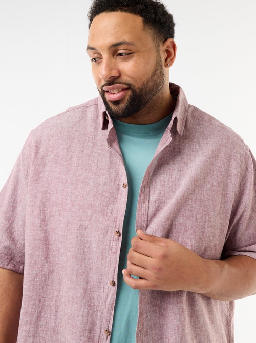 Camisa de manga curta em linho misturado - Kiabi