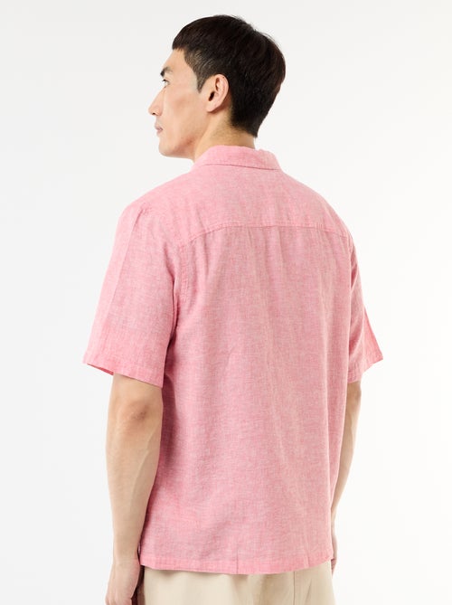 Camisa de manga curta em linho misturado - Kiabi