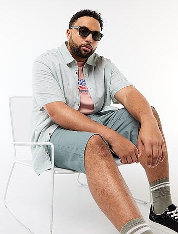 Camisa de manga curta em linho misturado