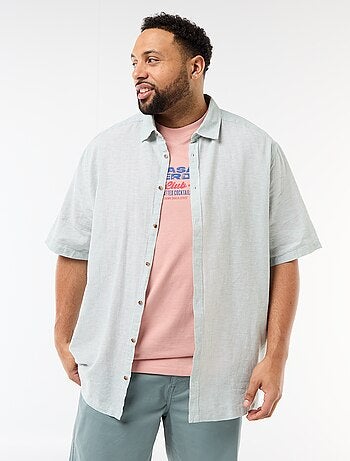 Camisa de manga curta em linho misturado