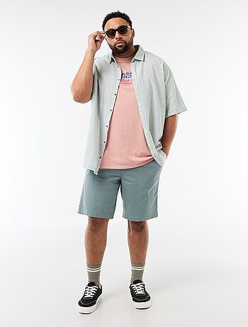 Camisa de manga curta em linho misturado