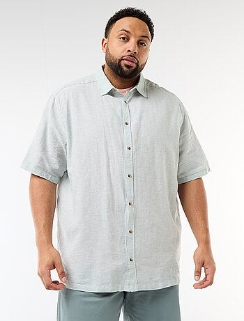 Camisa de manga curta em linho misturado