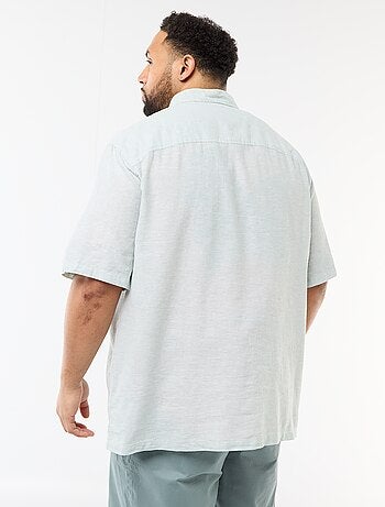 Camisa de manga curta em linho misturado