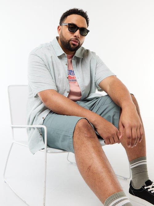 Camisa de manga curta em linho misturado - Kiabi