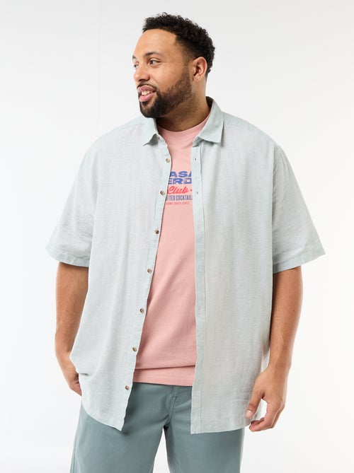 Camisa de manga curta em linho misturado - Kiabi