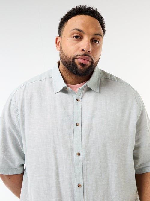 Camisa de manga curta em linho misturado - Kiabi