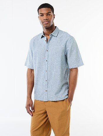 Camisa de manga curta em linho misturado
