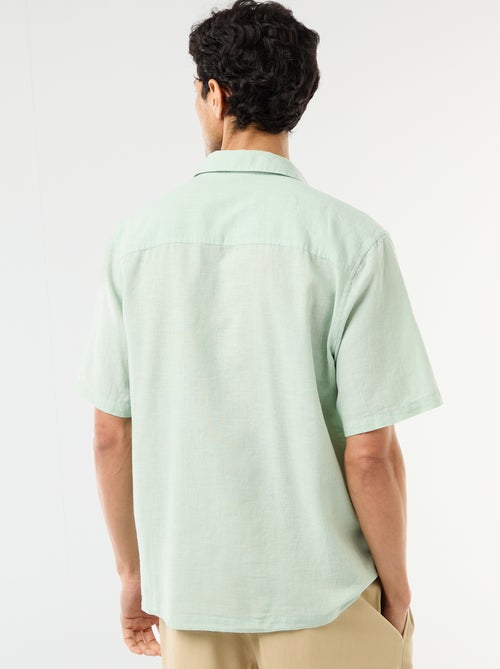 Camisa de manga curta em linho misturado - Kiabi