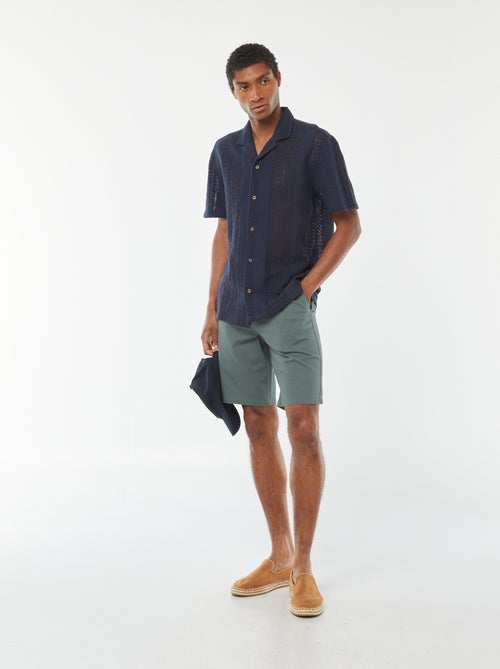 Camisa de manga curta em malha ajurada - Kiabi