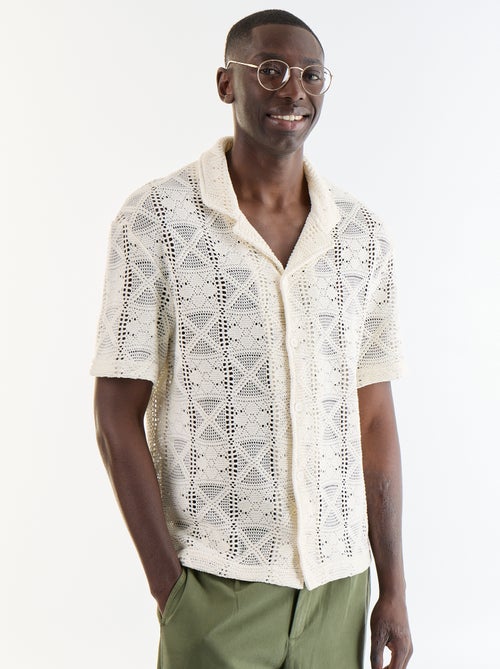 Camisa de manga curta em malha ajurada - Kiabi