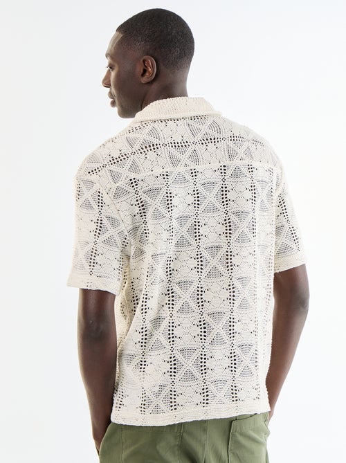 Camisa de manga curta em malha ajurada - Kiabi