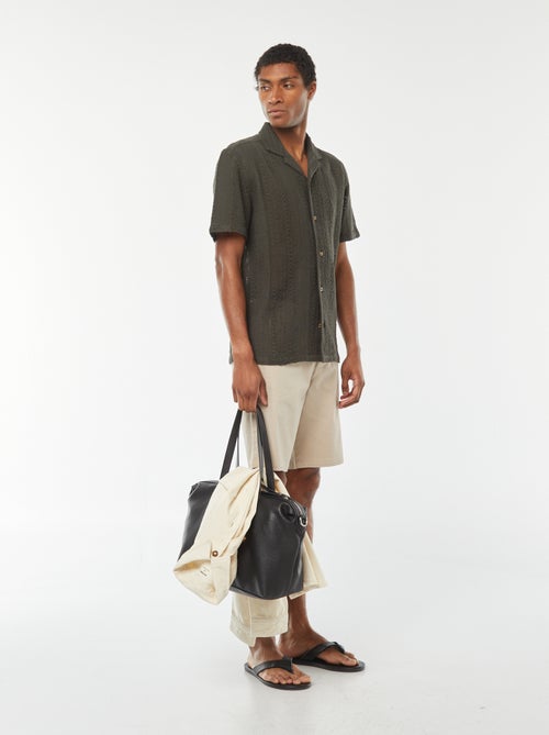 Camisa de manga curta em malha ajurada - Kiabi