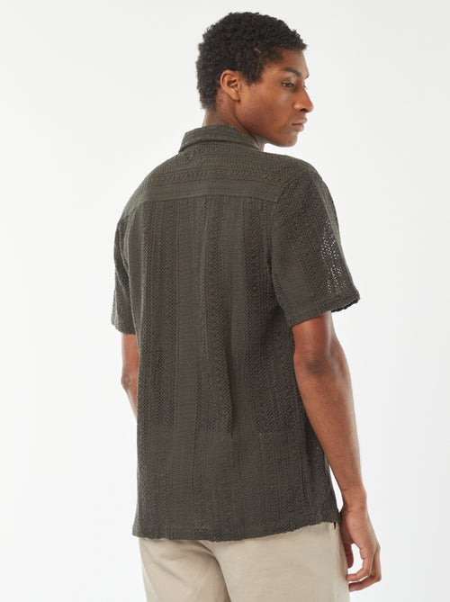 Camisa de manga curta em malha ajurada - Kiabi