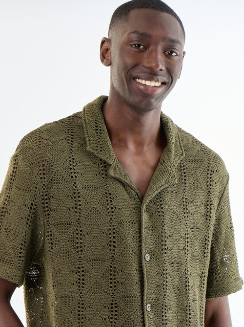 Camisa de manga curta em malha ajurada - Kiabi