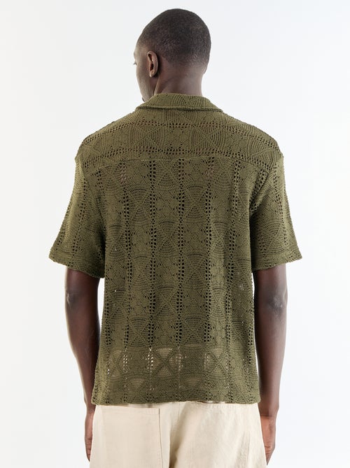 Camisa de manga curta em malha ajurada - Kiabi