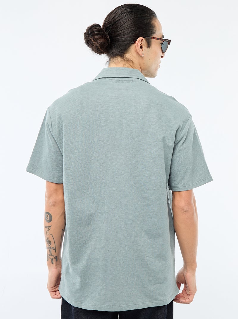 Camisa de manga curta em malha Azul - Kiabi