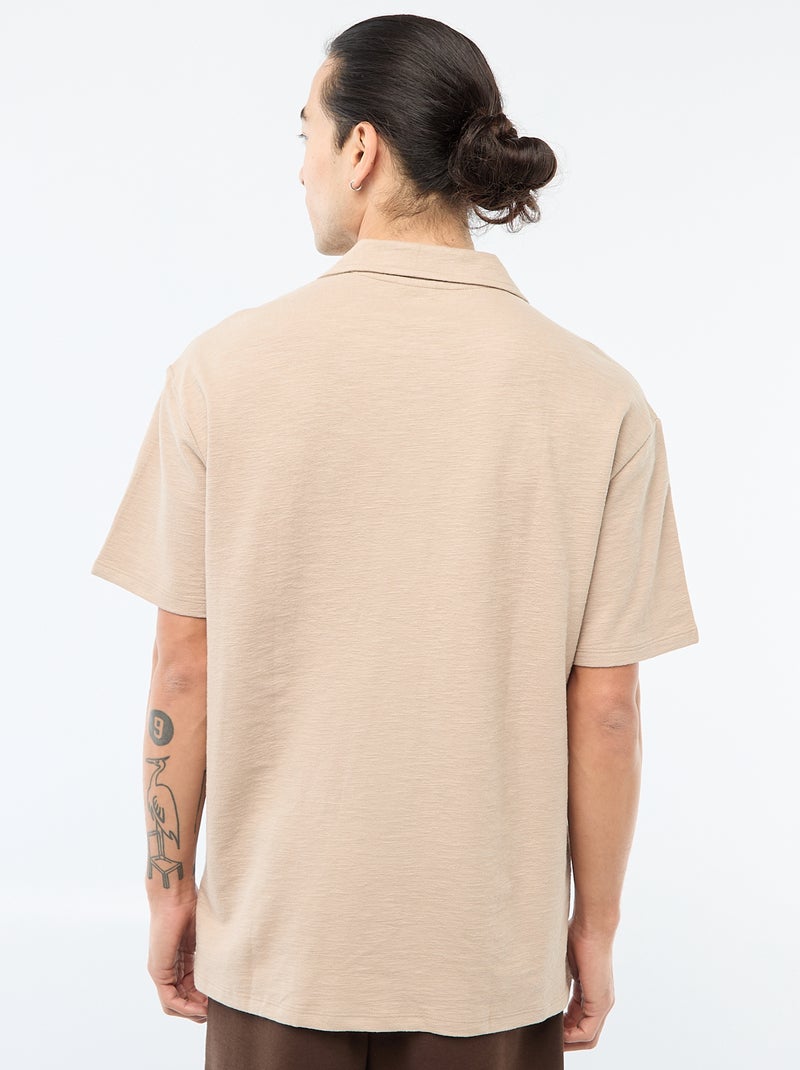 Camisa de manga curta em malha Bege - Kiabi