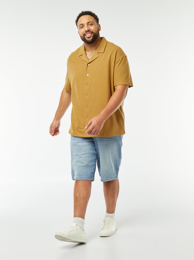 Camisa de manga curta em malha casual CASTANHO - Kiabi