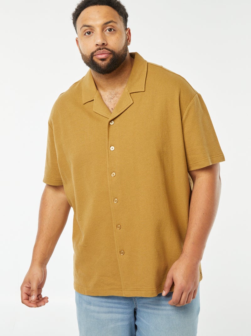 Camisa de manga curta em malha casual CASTANHO - Kiabi