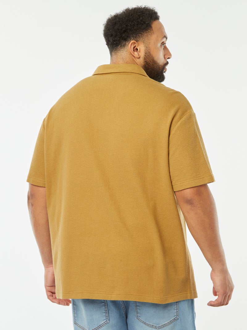 Camisa de manga curta em malha casual CASTANHO - Kiabi