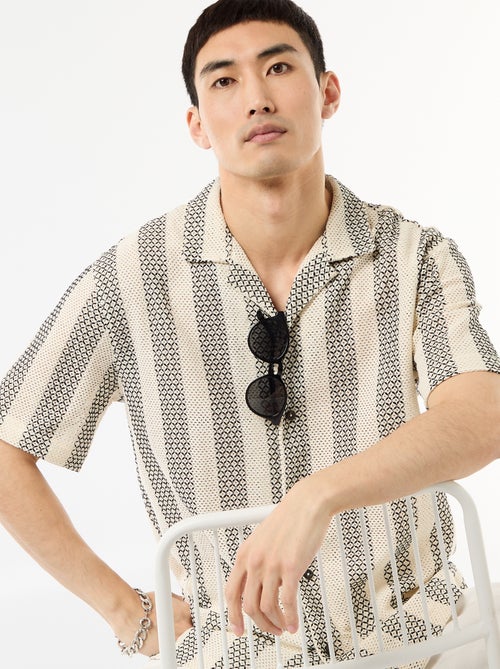 Camisa de manga curta em malha de crochê - Kiabi