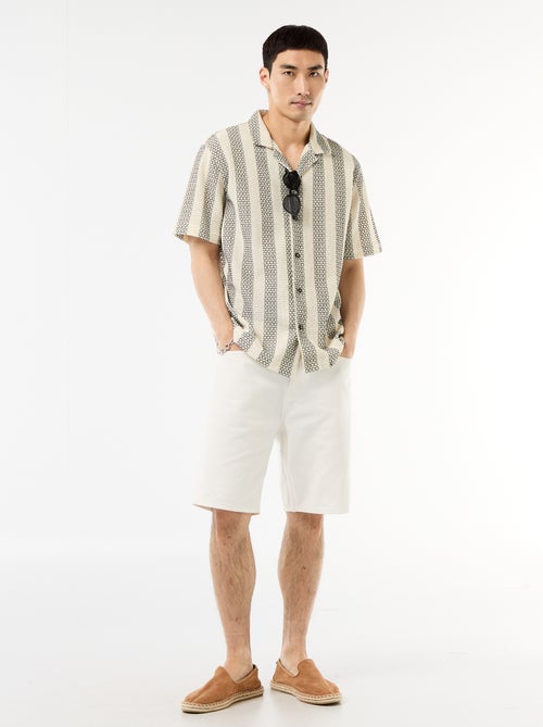 Camisa de manga curta em malha de crochê - Kiabi