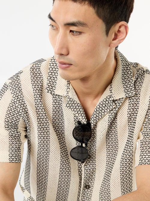 Camisa de manga curta em malha de crochê - Kiabi