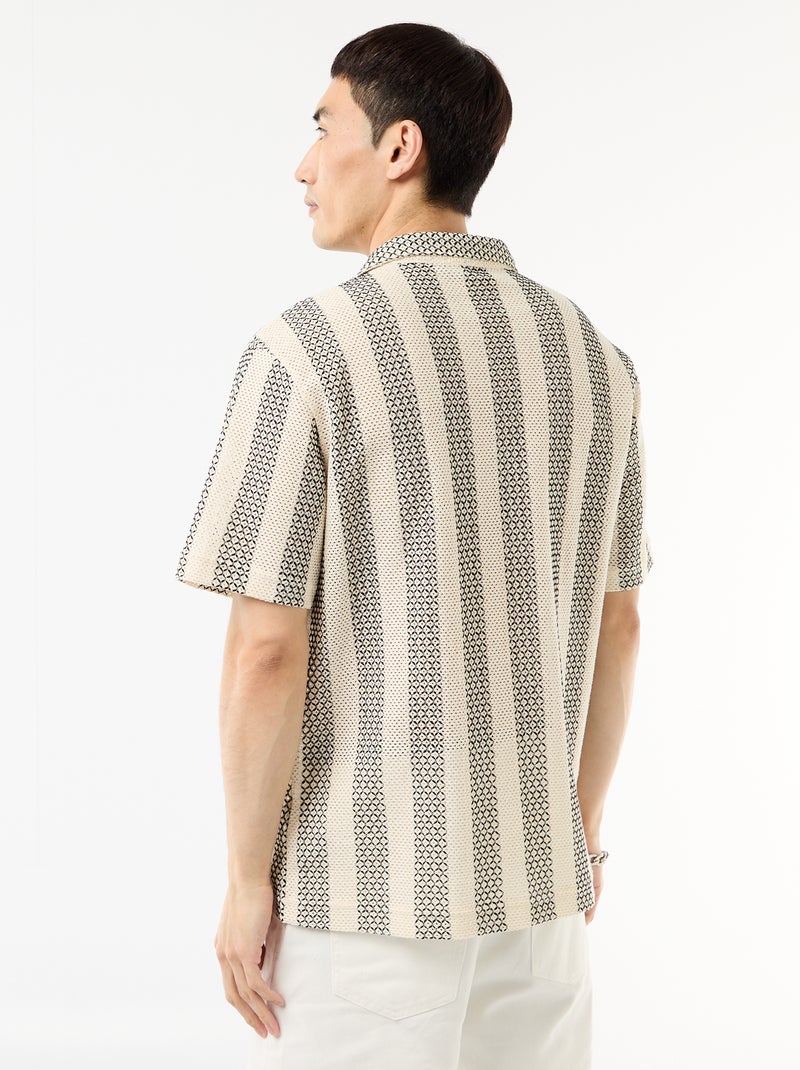 Camisa de manga curta em malha de crochê Branco - Kiabi