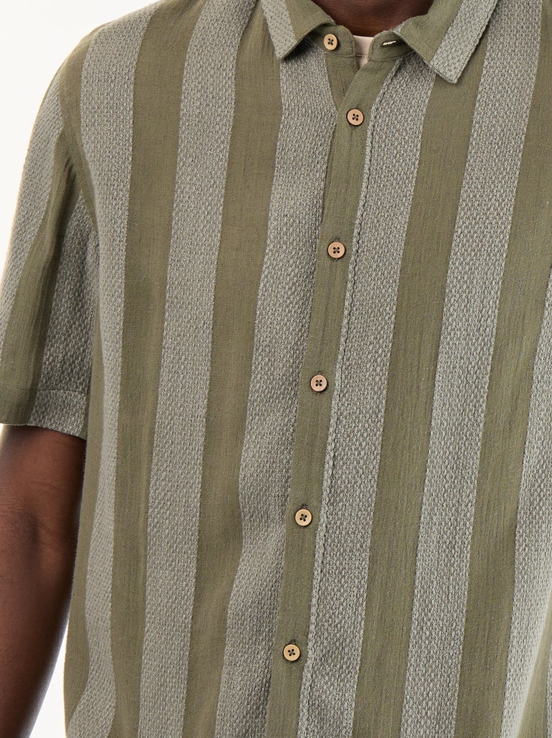 Camisa de manga curta em malha de croché Caqui - Kiabi