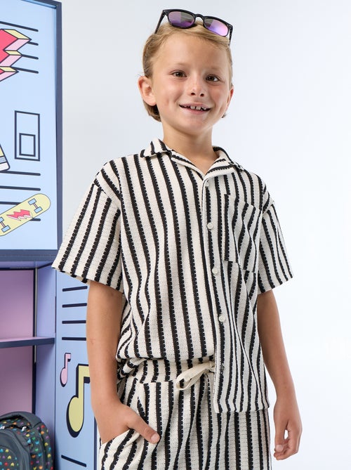 Camisa de manga curta em malha de croché - Kiabi