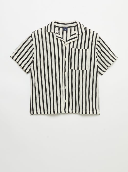 Camisa de manga curta em malha de croché - Kiabi