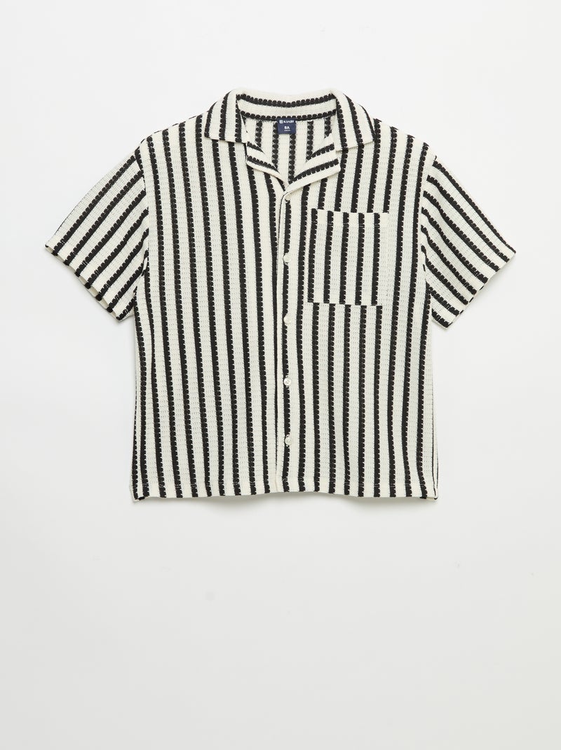 Camisa de manga curta em malha de croché Preto - Kiabi