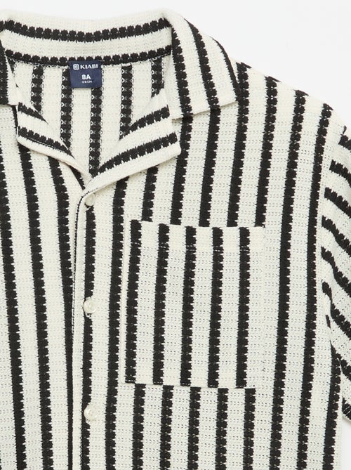 Camisa de manga curta em malha de croché - Kiabi