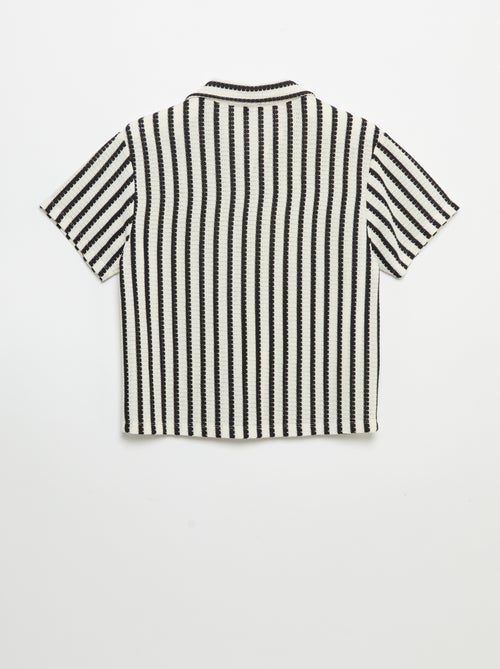 Camisa de manga curta em malha de croché - Kiabi